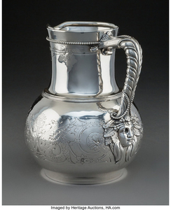 A John C. Moore Silver Pitcher with Masque-Form Handle Join for Tiffany & Co. (circa 1875)