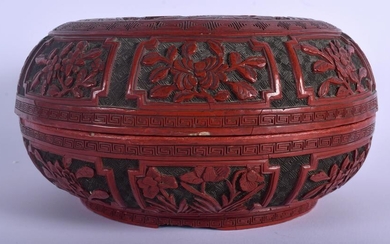 A LARGE 18TH CENTURY CHINESE CINNABAR LACQUER BOX AND