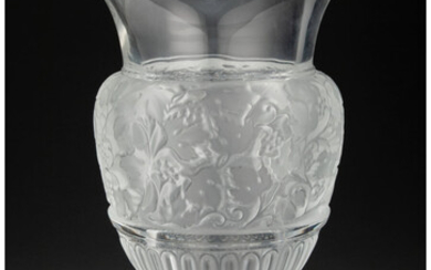 A Lalique Clear and Frosted Glass Versailles Vase (post-1945)