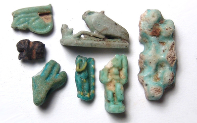 A Lot of 7 Egyptian faience amulet fragments
