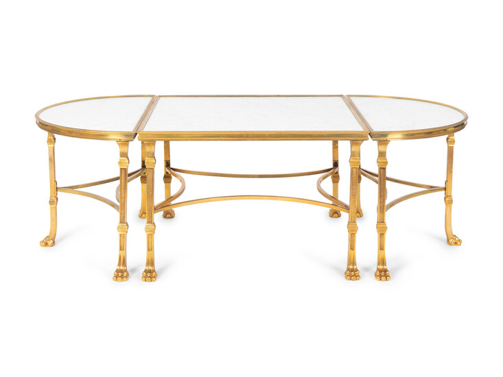 A Louis XVI Style Gilt Bronze and Marble Three Piece Cocktail Table