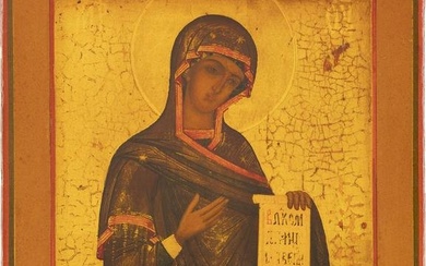 A PAIR OF ICONS FROM A DEISIS SHOWING THE MOTHER OF GOD AND
