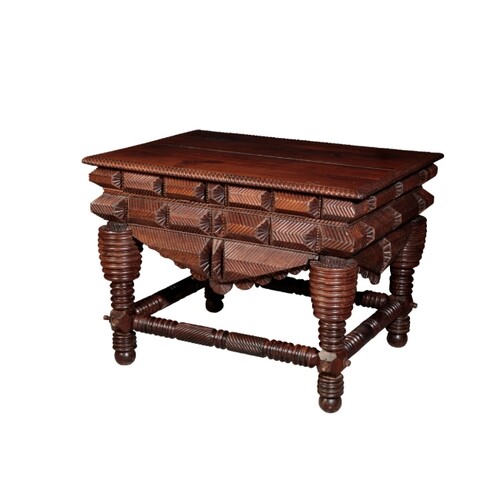A PORTUGUESE COLONIAL SOLID HARDWOOD WIDE TABLE rosewood, 19...