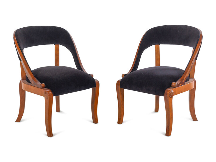 A Pair of Austrian Neoclassical Barrel-Back Slipper Chairs