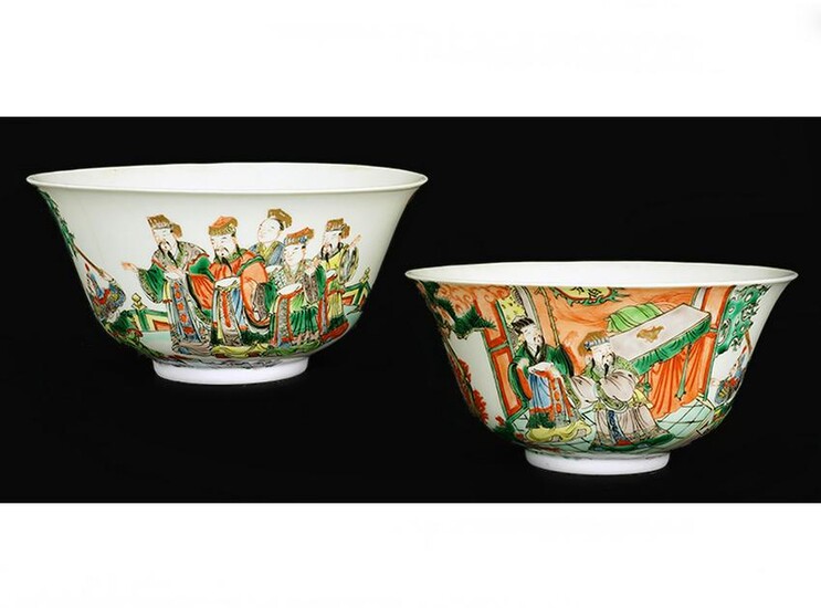 A Pair of Chinese Famille Verte Porcelain Bowls.