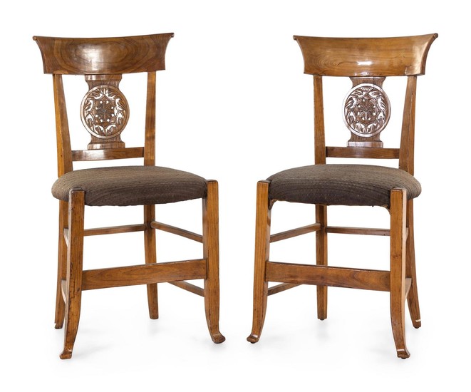 A Pair of Continental Walnut Side Chairs