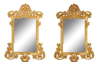 A Pair of Italian Baroque Style Giltwood Mirrors