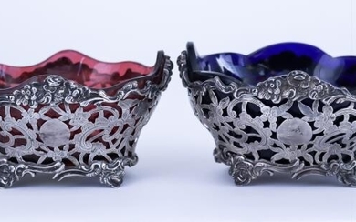A Pair of Late Victorian Silver Oval Sweetmeat Baskets,...