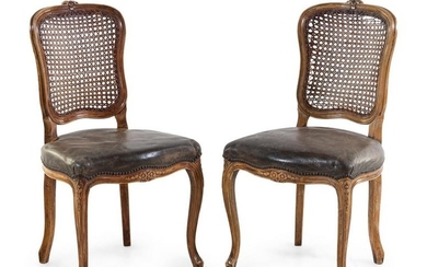A Pair of Louis XV Caned Side Chairs