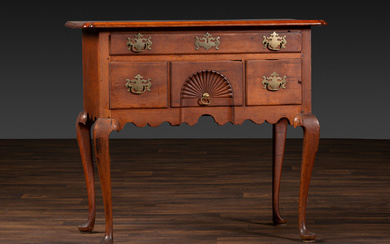 A Queen Anne Cherrywood and Maple Pad Foot Dressing Table