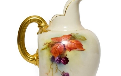 A Royal Worcester Porcelain Ewer, by Kitty Blake, 1911, of...