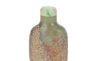 A 'SKIN-CARVED' JADE SNUFF BOTTLE 19th century