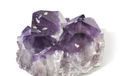 A SPECIMEN OF AMETHYST CRYSTALS WITH CALCITE, BRAZIL