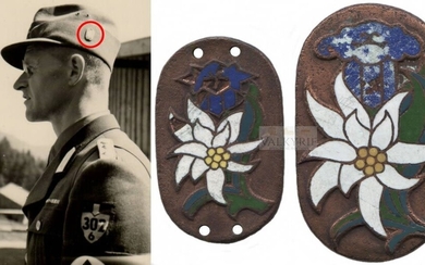 A Set of Reich Labor Service Traditional Cap Badges.