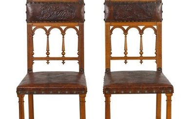 A Set of Six Baroque Style Dining Chairs Height 40 x