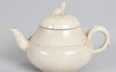 A Small Chinese Blanc De Chine Teapot