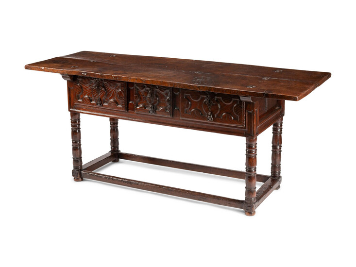 A Spanish Baroque Carved Walnut Refectory Table