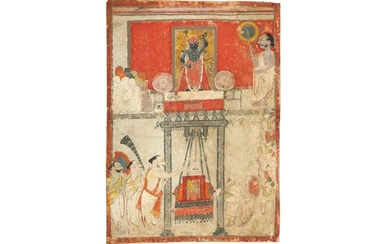 A TEMPLE PUJA TO SRI NATH JI PROPERTY OF THE LATE BRUNO CARUSO (1927 - 2018) COLLECTION Rajasthan, North Western India, 19th century