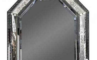 A Venetian Style Glass Framed Octagonal Mirror Height