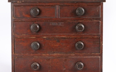 A Victorian Apprentice piece oak five drawer chest, two smal...