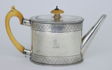 A Victorian Silver Oval Tea Pot of Neo Classical...