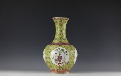 A Chinese Blue Under Glazed Red Porcelain Bottle Vase