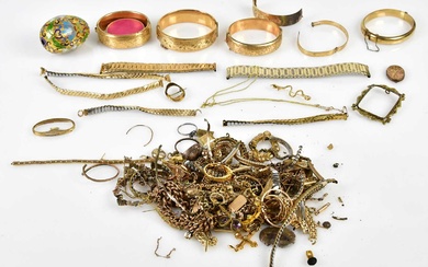 A collection of costume jewellery including snap bangles, watch straps,...