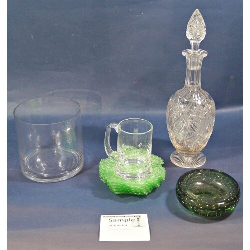 A collection of glass wares comprising cut glass trifle bowl...