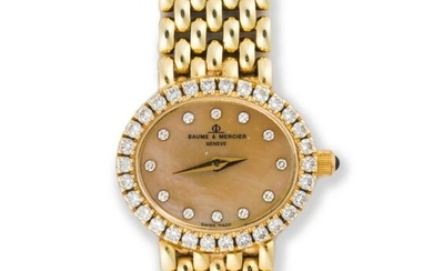 A diamond and fourteen karat gold dresswatch, Baume &