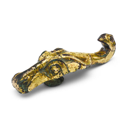 A gilt bronze garment hook