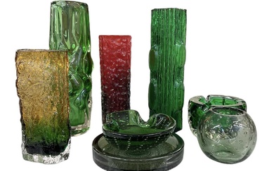 A group of art glass including Whitefriars, Czech glass etc,...