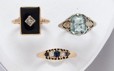 A group of gemstone and gold rings