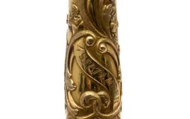 A horse whip with 18K gold mounting, Frisian