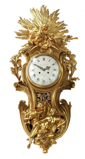 A large Louis XVI-style gilt-bronze cartel clock
