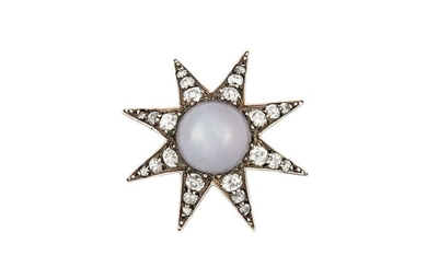 A late 19th century star sapphire and diamond star brooch