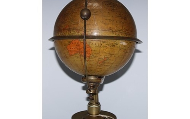 A late 19th century terrestrial globe library timepiece, The...