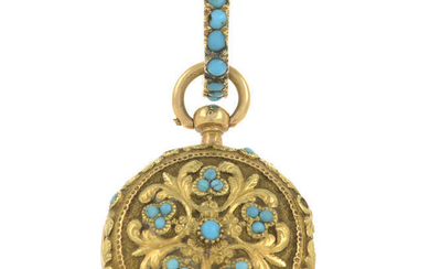 A late Georgian gold turquoise fob watch.