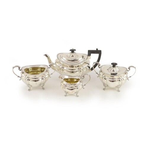 A late Victorian four-piece silver tea set comprising teapot...