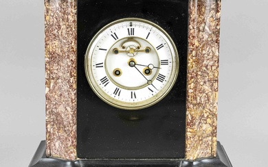 A marble table clock, black/red-br