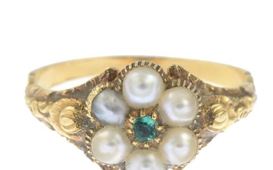 A mid 19th century gold emerald and split...