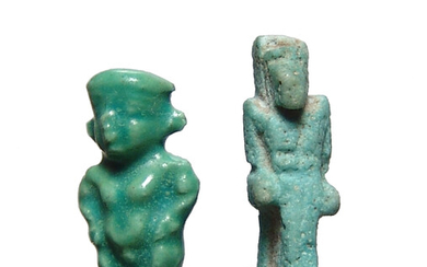 Nice pair of Egyptian faience amulets, Ptolemaic Period