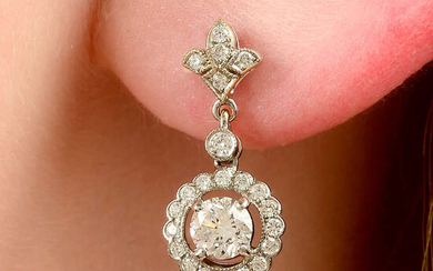 A pair of 18ct gold brilliant-cut diamond cluster drop earrings.