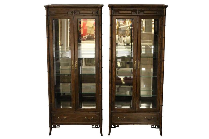 A pair of 20th century Regency style American Chinoiserie display cabinets