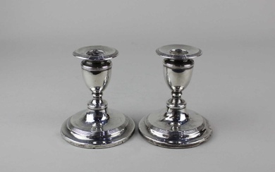 A pair of Edward VII silver dwarf candlesticks