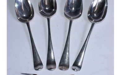 A pair of George II silver Hanoverian pattern table spoons, ...