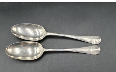 A pair of George II silver bottom marked Table Spoons Hanove...