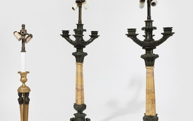 A pair of Louis Philippe candelabra lamps