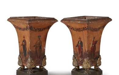 A pair of Louis Philippe tôle peinte cache pots...