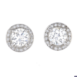 A pair of diamond cluster earrings.