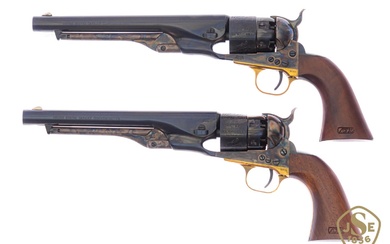 A pair of percussion revolvers Colt 1860 Army "United States Cavalry Commemorative" cal. 44 #US0458 & #0458US § B pre 1871 +ACC
